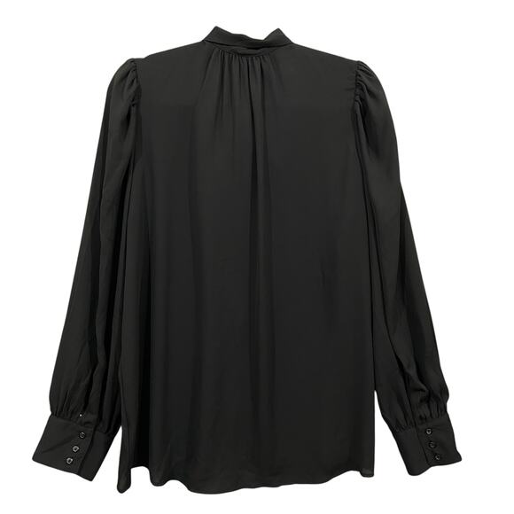 Express Tie Neck Black Long Sleeves Button Up Shirt Women's Size Large - Picture 3 of 9